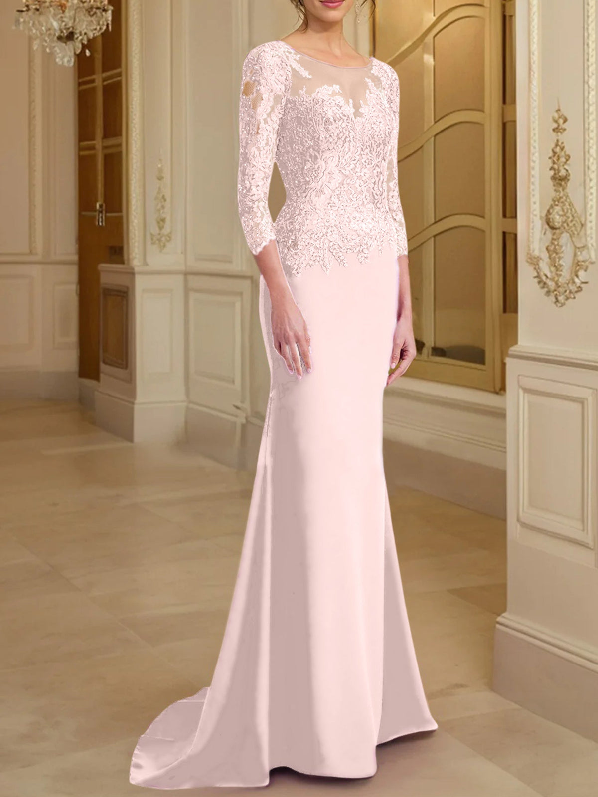 Long Sleeve Lace Mother Of The Bride Dresses In Trumpet Silhouette