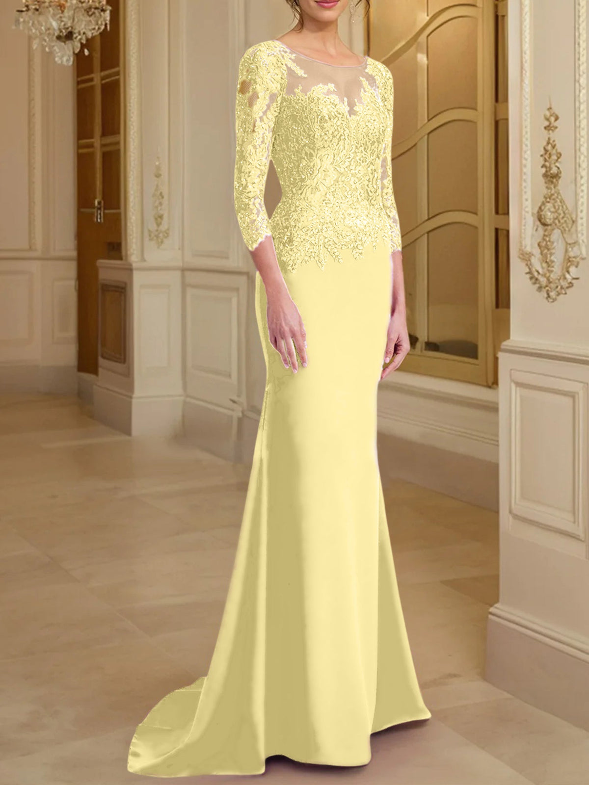 Long Sleeve Lace Mother Of The Bride Dresses In Trumpet Silhouette