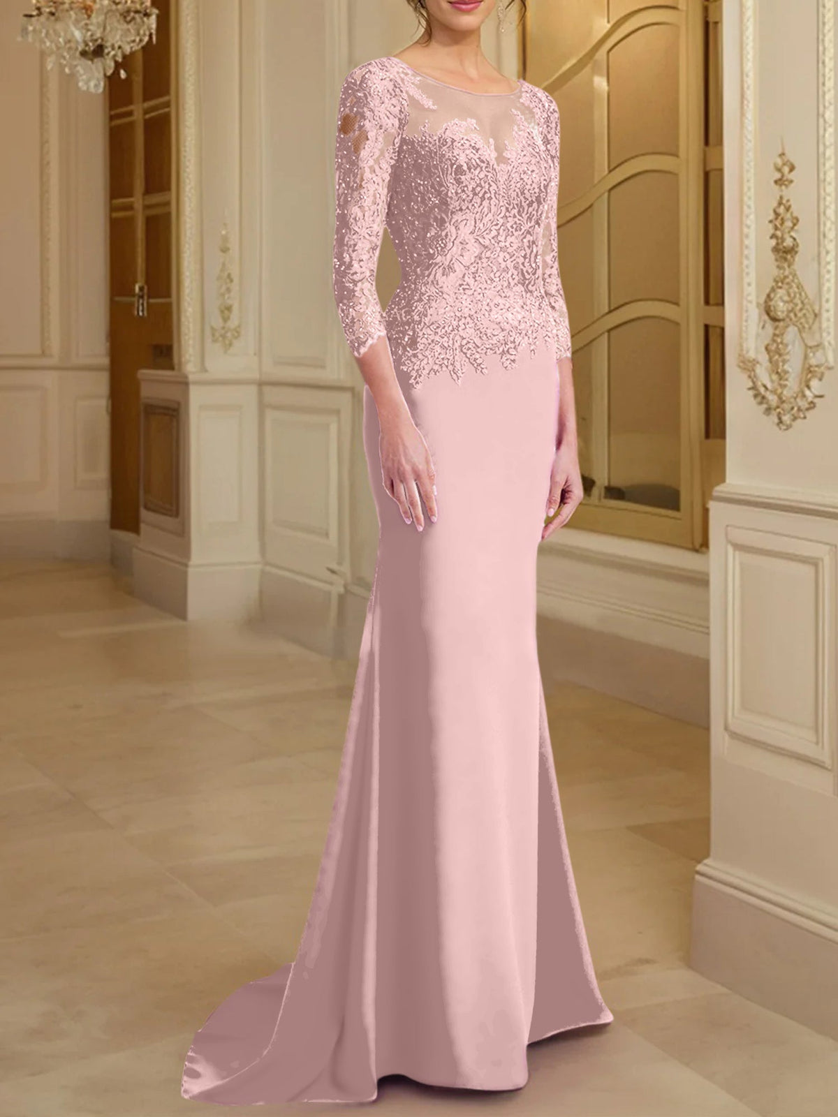 Long Sleeve Lace Mother Of The Bride Dresses In Trumpet Silhouette