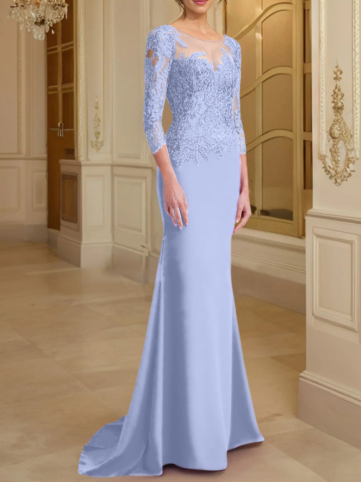 Long Sleeve Lace Mother Of The Bride Dresses In Trumpet Silhouette