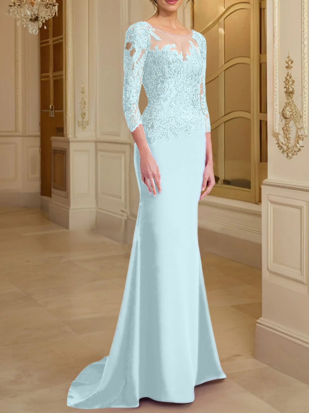 Long Sleeve Lace Mother Of The Bride Dresses In Trumpet Silhouette