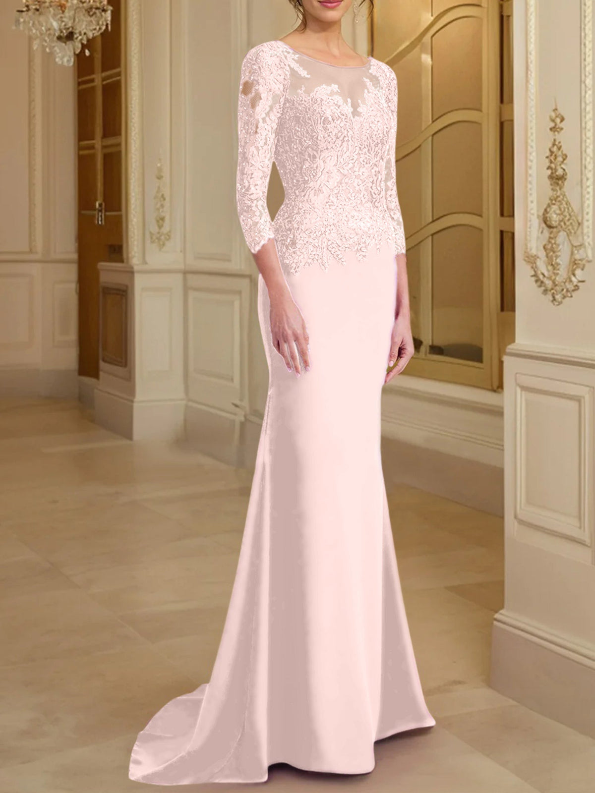 Long Sleeve Lace Mother Of The Bride Dresses In Trumpet Silhouette