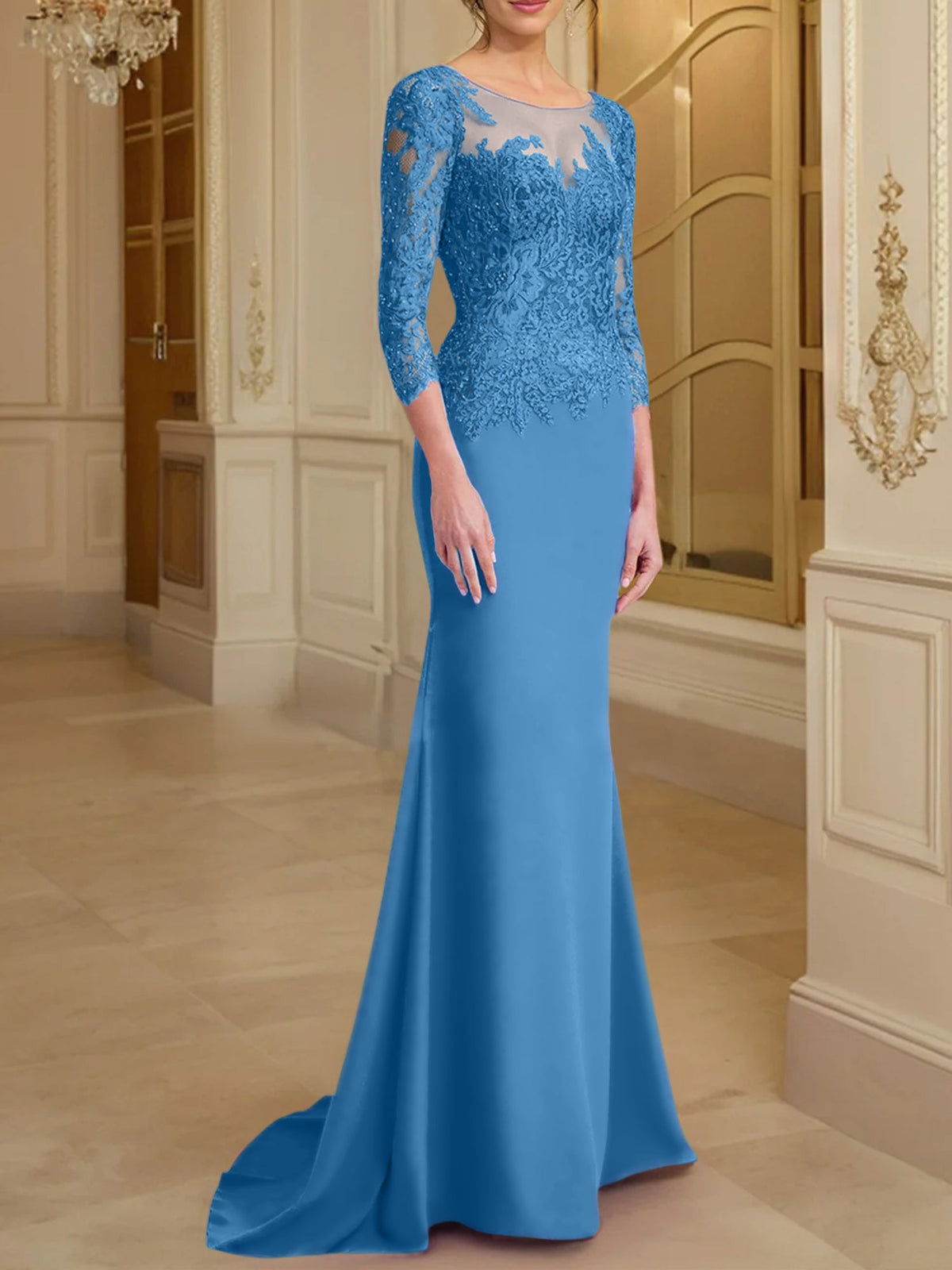 Long Sleeve Lace Mother Of The Bride Dresses In Trumpet Silhouette