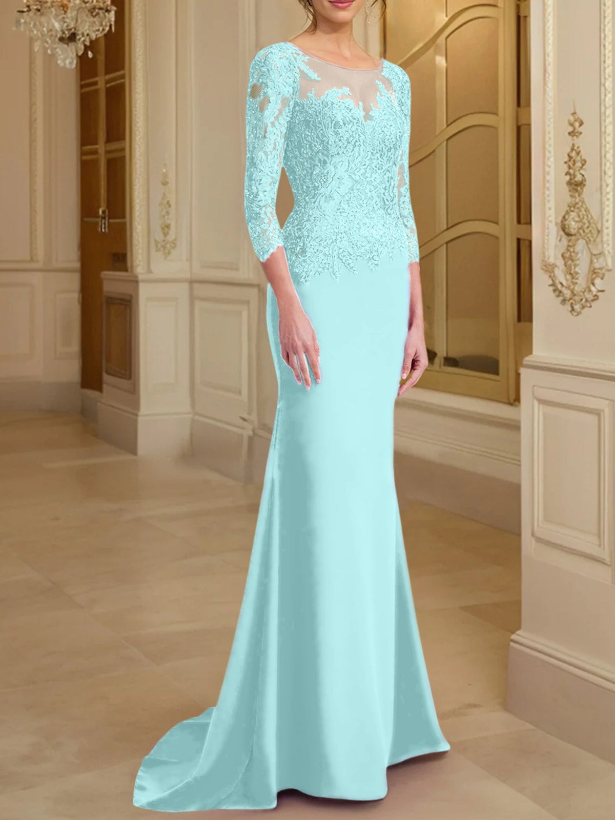 Long Sleeve Lace Mother Of The Bride Dresses In Trumpet Silhouette
