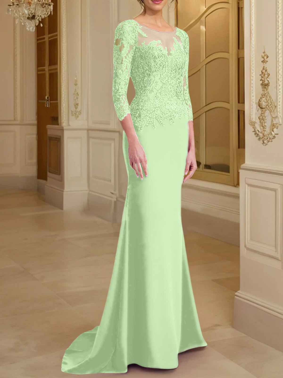 Long Sleeve Lace Mother Of The Bride Dresses In Trumpet Silhouette