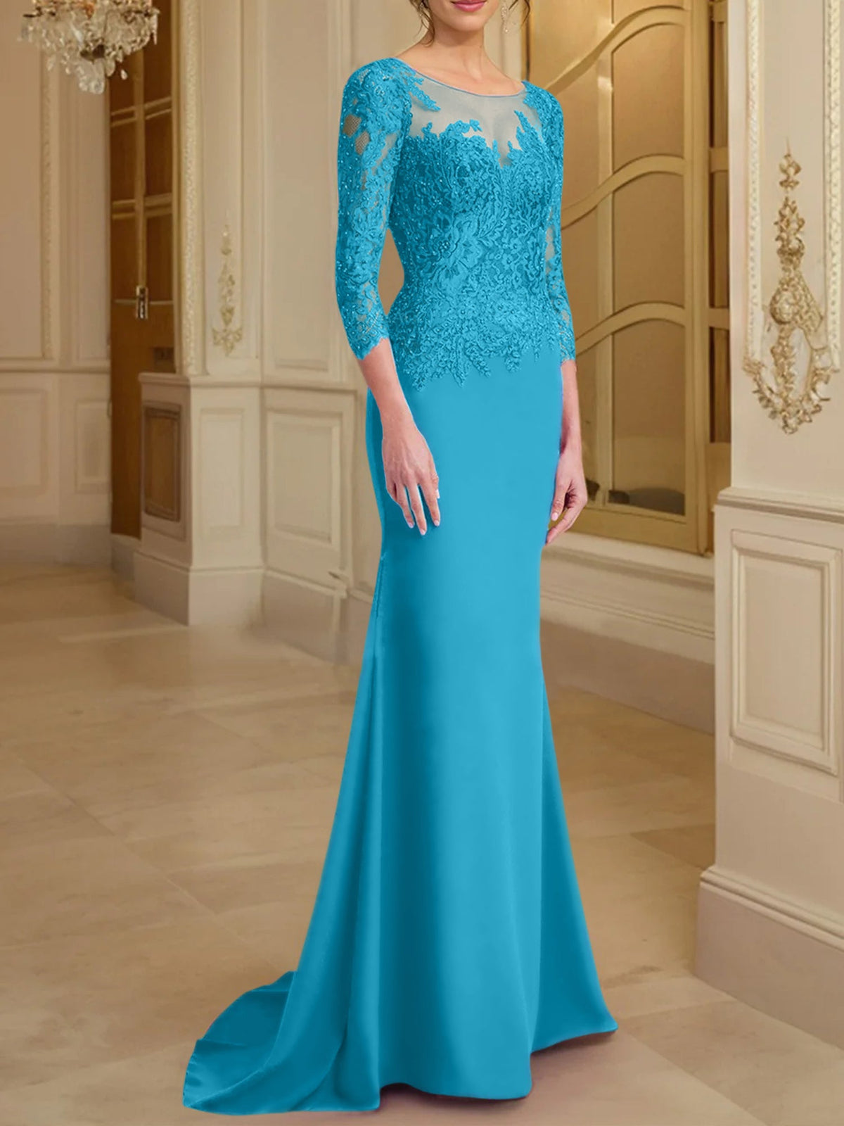 Long Sleeve Lace Mother Of The Bride Dresses In Trumpet Silhouette