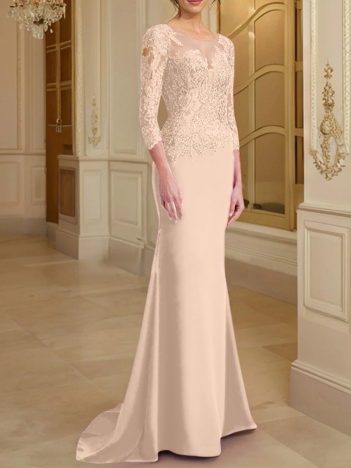 Long Sleeve Lace Mother Of The Bride Dresses In Trumpet Silhouette