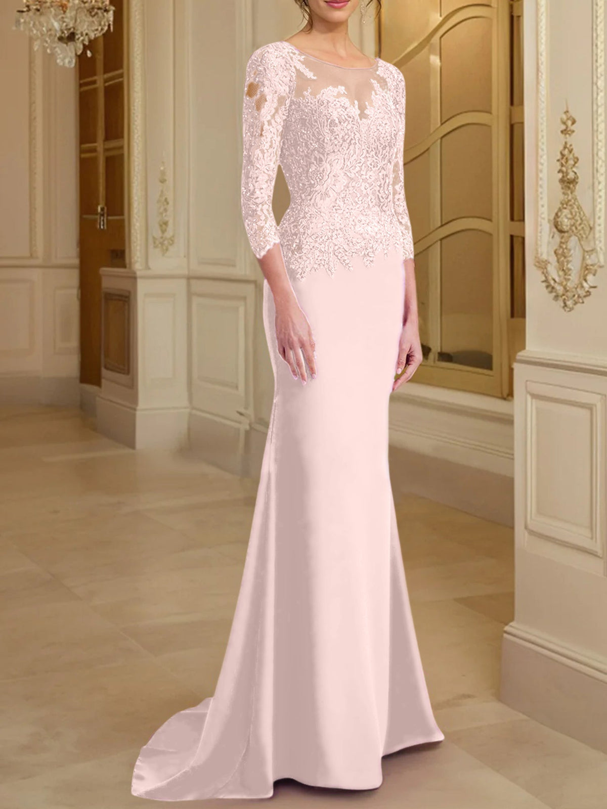 Long Sleeve Lace Mother Of The Bride Dresses In Trumpet Silhouette