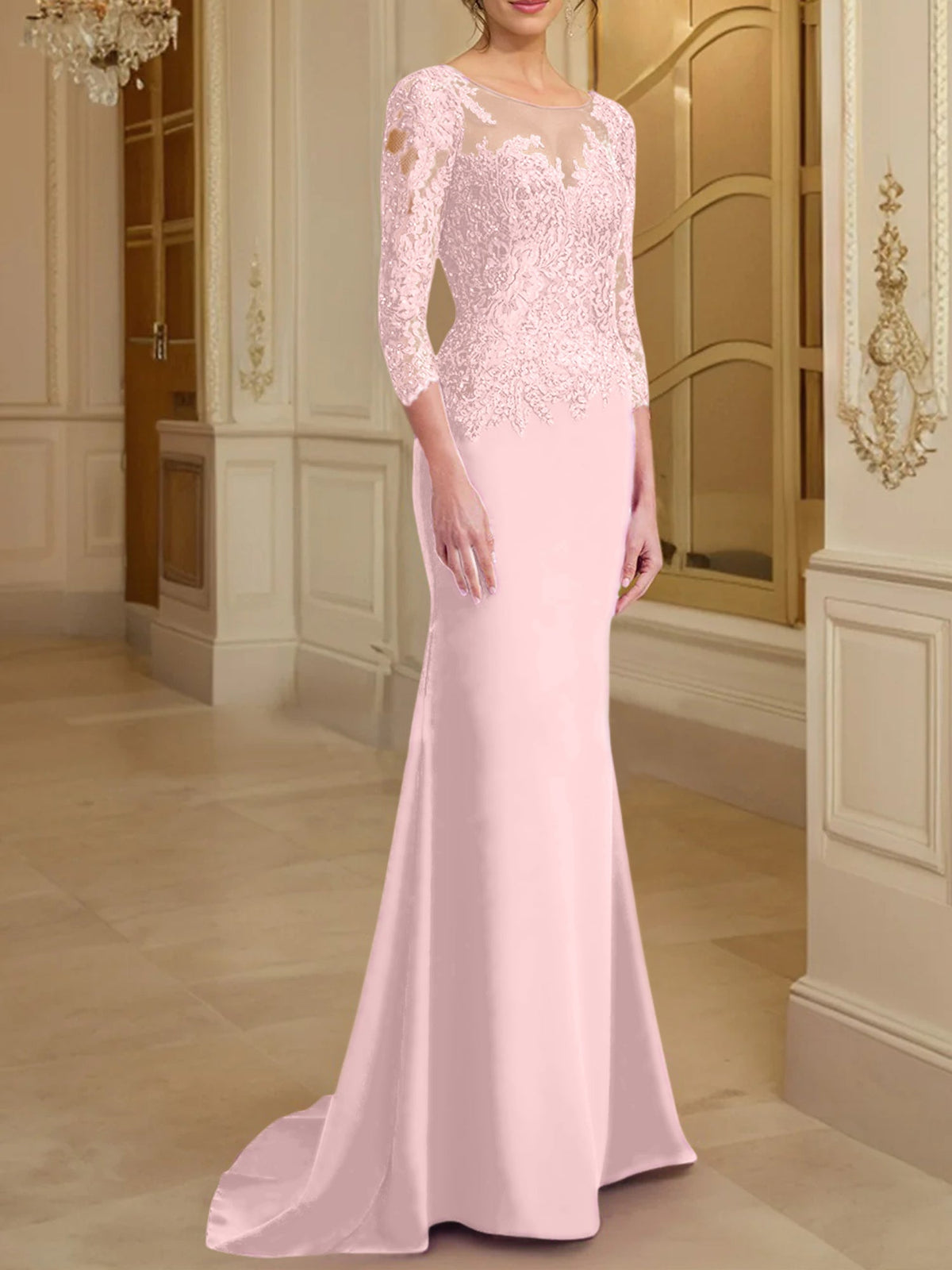 Long Sleeve Lace Mother Of The Bride Dresses In Trumpet Silhouette