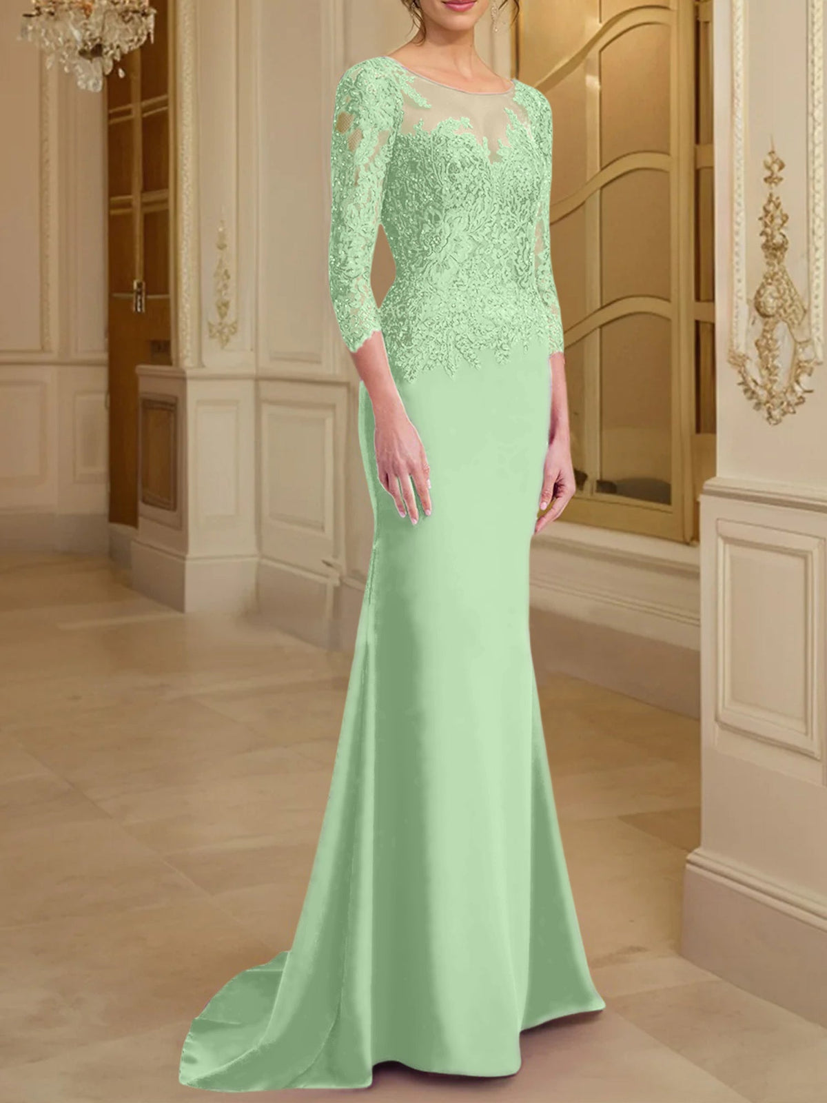 Long Sleeve Lace Mother Of The Bride Dresses In Trumpet Silhouette
