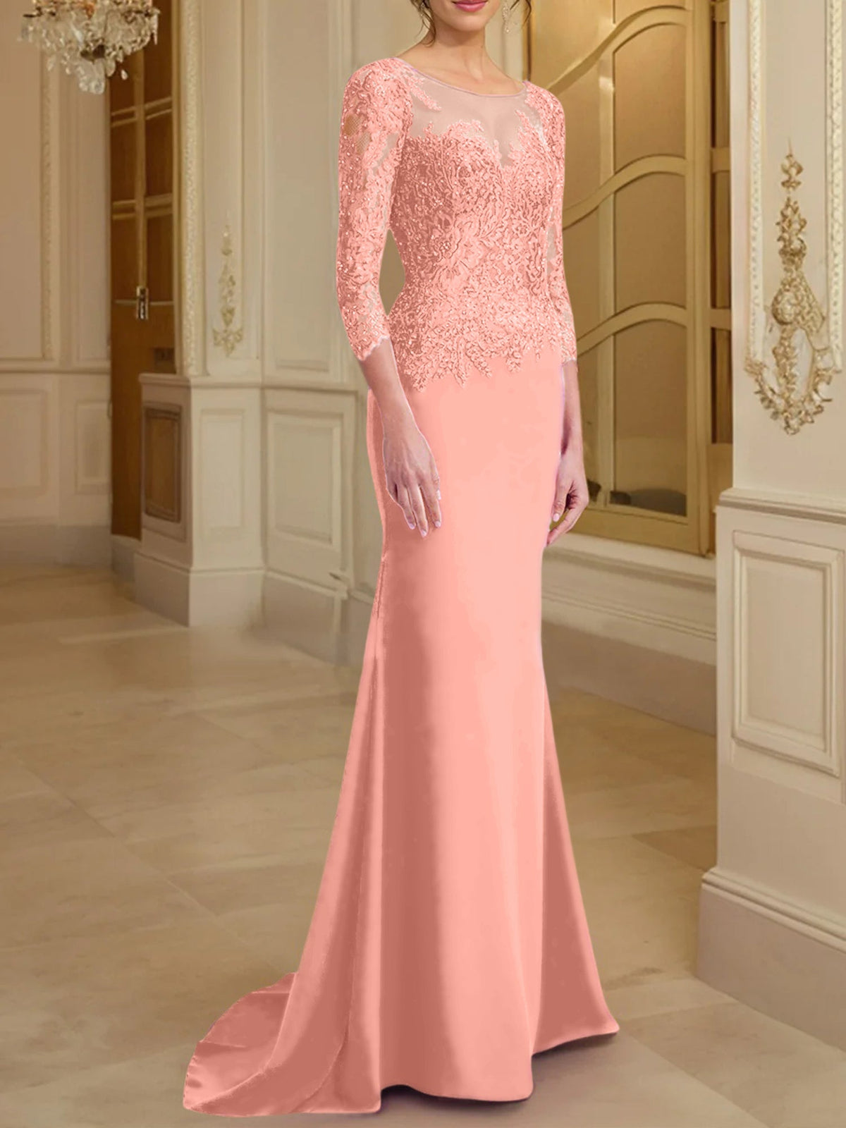 Long Sleeve Lace Mother Of The Bride Dresses In Trumpet Silhouette