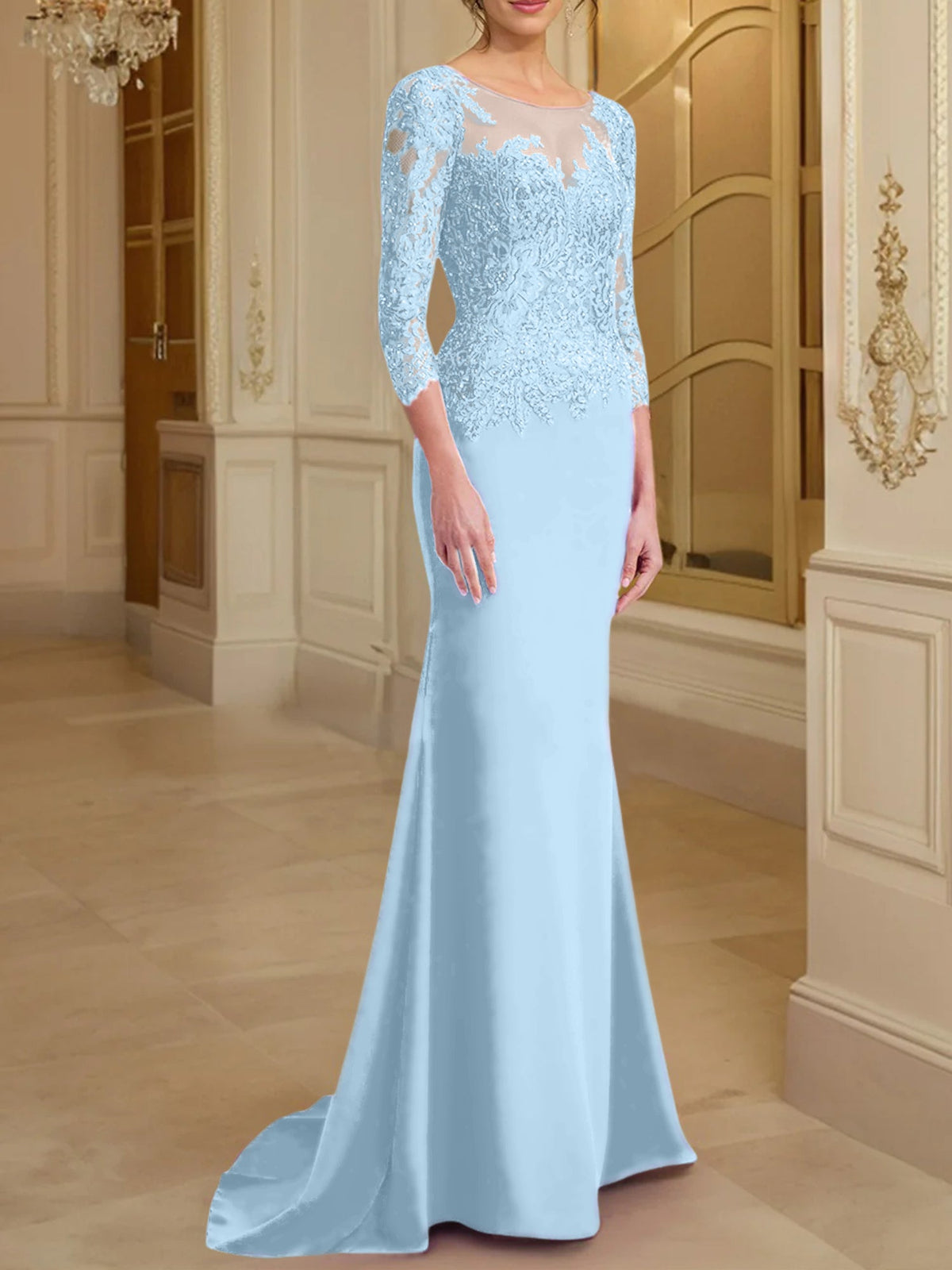 Long Sleeve Lace Mother Of The Bride Dresses In Trumpet Silhouette
