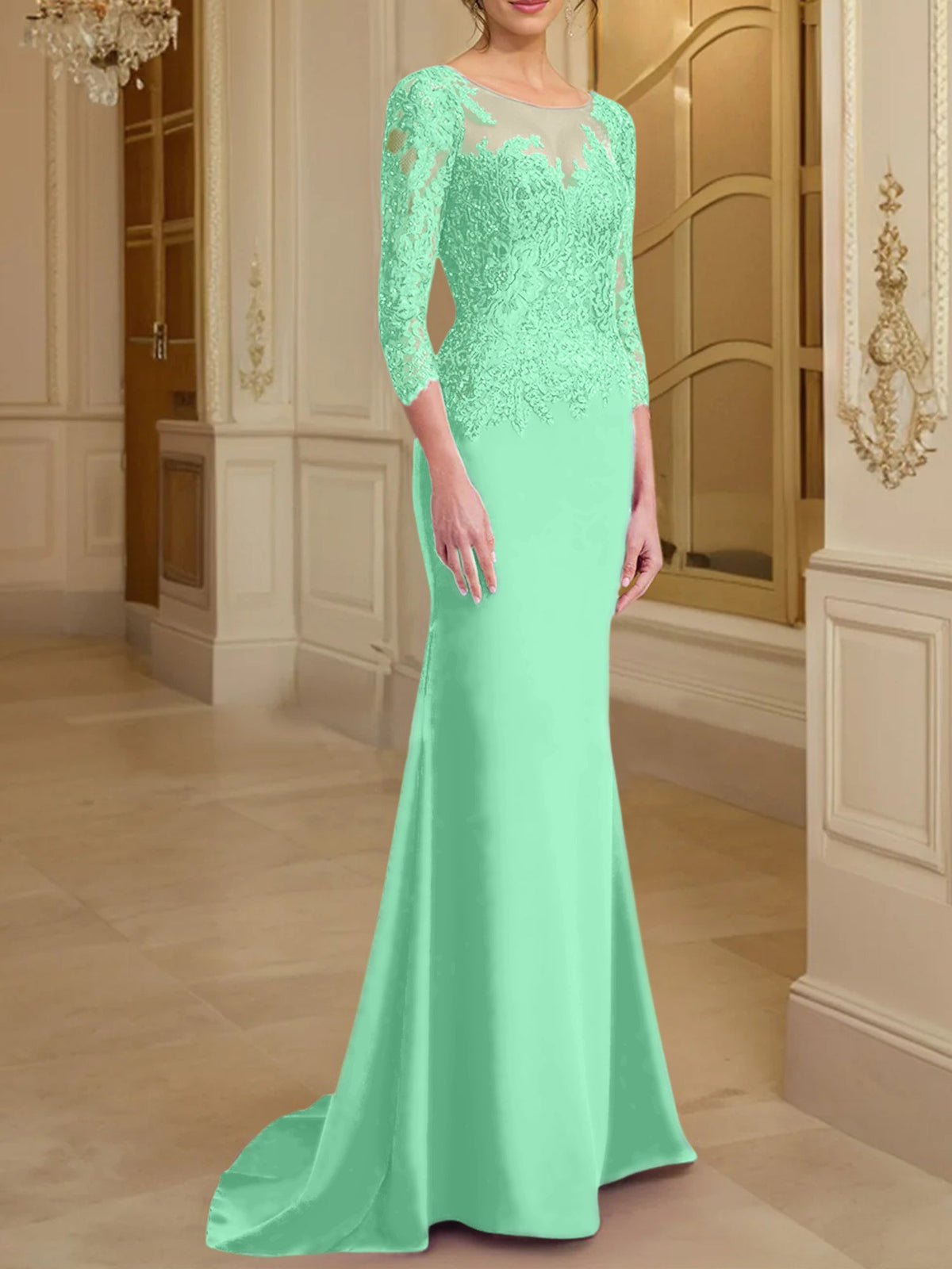 Long Sleeve Lace Mother Of The Bride Dresses In Trumpet Silhouette