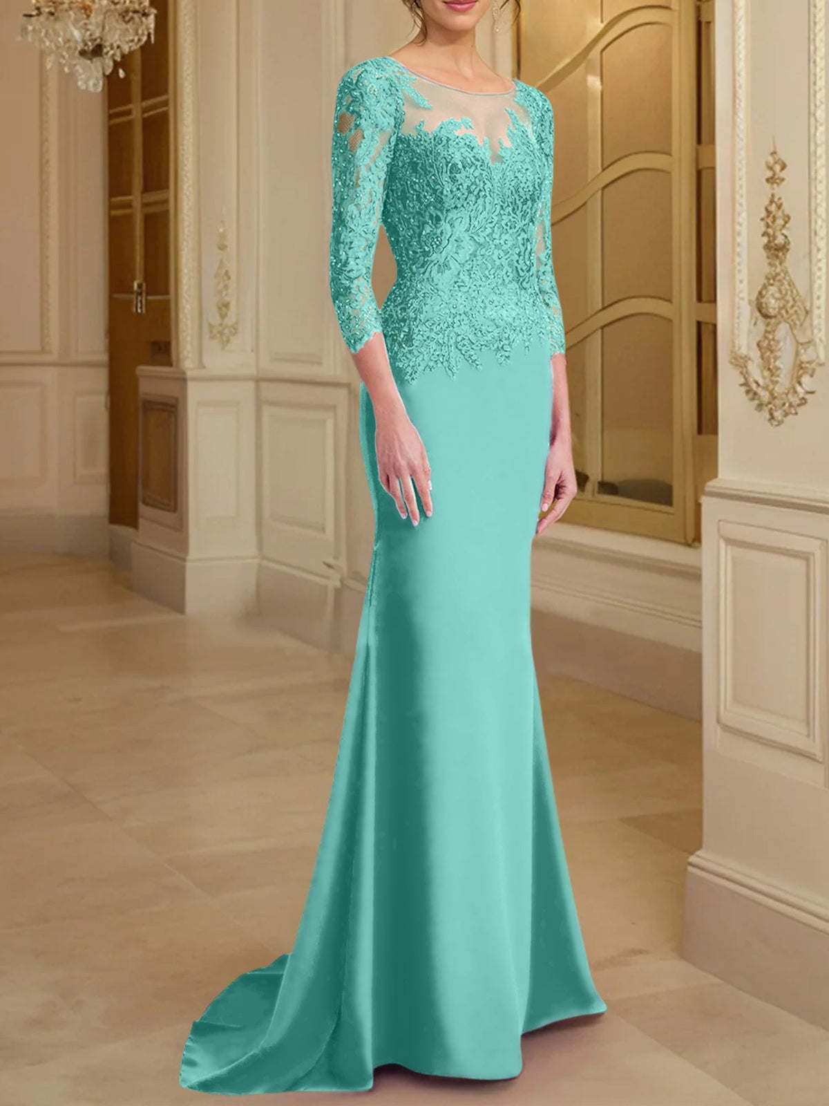 Long Sleeve Lace Mother Of The Bride Dresses In Trumpet Silhouette