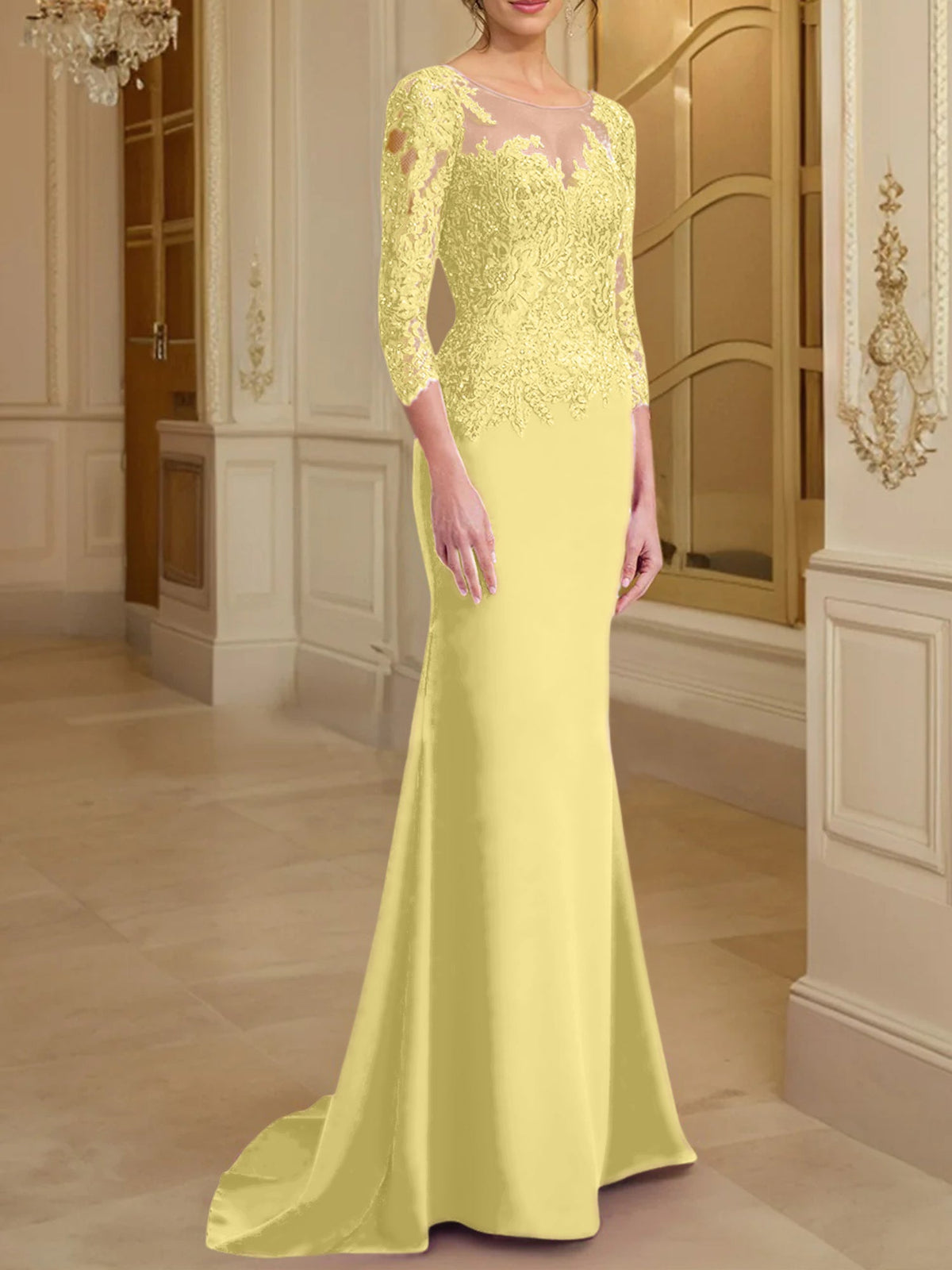 Long Sleeve Lace Mother Of The Bride Dresses In Trumpet Silhouette