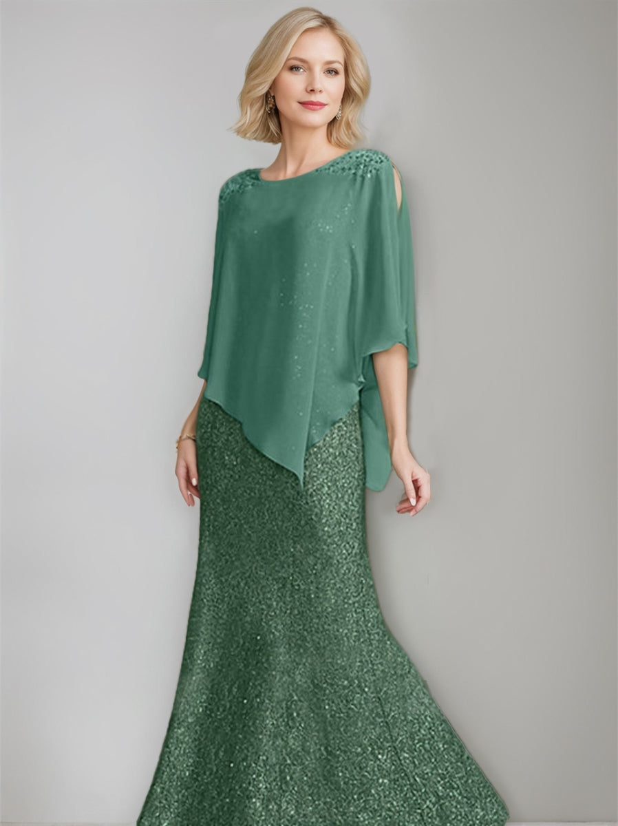 Luxurious Chiffon Floor Length Dress For Mother Of The Bride Beading Sequins