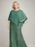 Plus Size Mother Of The Bride Chiffon Dress With Beading Sequins Scoop Neck