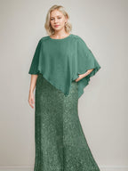 Plus Size Mother Of The Bride Chiffon Dress With Beading Sequins Scoop Neck