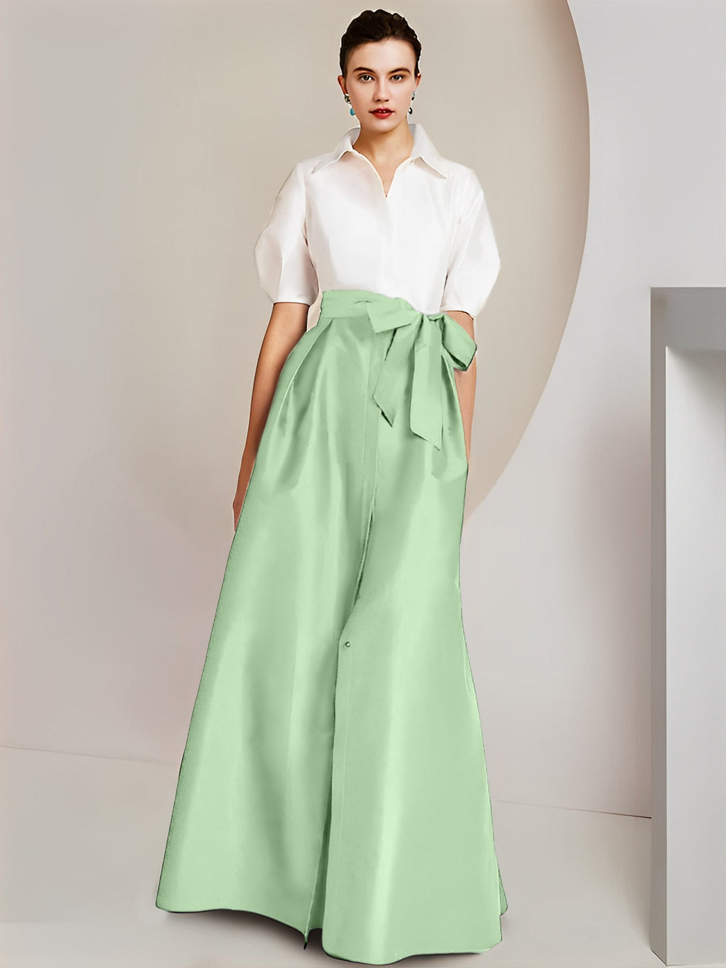 A-Linie/Princess-Linie Hemdkragen Kurze Ärmel 2-teilig Kleider für die Brautmutter 