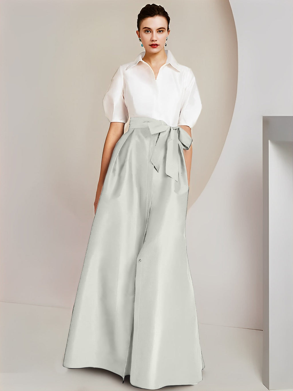 A-Linie/Princess-Linie Hemdkragen Kurze Ärmel 2-teilig Kleider für die Brautmutter 