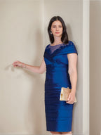 Knee Length Lace Short Sleeves Sheath Dress For Mother Of The Bride