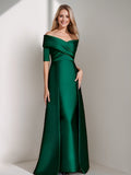 Elegant Off Shoulder Mother Of The Bride Dress With Half Sleeves In A Line Style