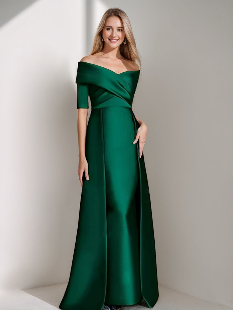 Elegant Off Shoulder Mother Of The Bride Dress With Half Sleeves In A Line Style