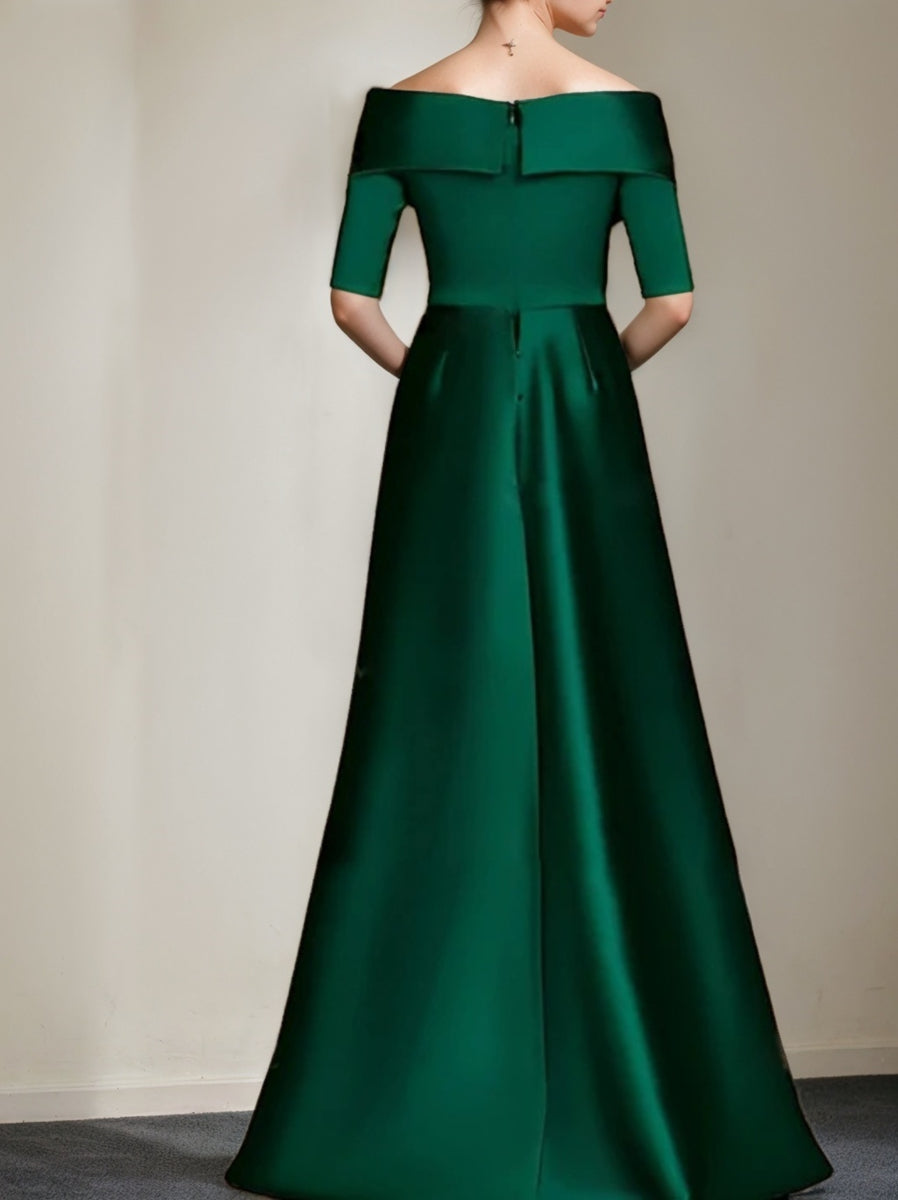 Elegant Off Shoulder Mother Of The Bride Dress With Half Sleeves In A Line Style