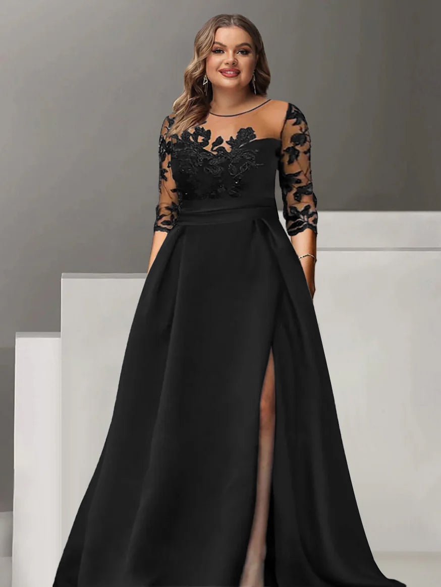 Sweetheart Lace A Line Mother Of The Bride Dress With Quarter Sleeves Side Split