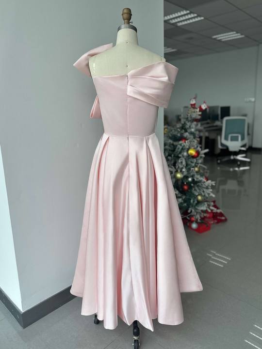 Sleeveless Off Shoulder Plus Size Mother Of Bride Ankle Length Dress With Bow
