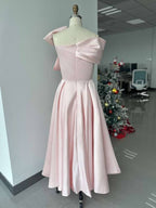 Sleeveless Off Shoulder Plus Size Mother Of Bride Ankle Length Dress With Bow