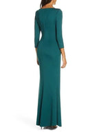 Mother Of The Bride Dress Three Quarter Sleeve Scoop Neck Ruffled Sheath