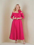 Off The Shoulder Mother Of The Bride A Line Dress Ankle Length Sleeves Bows