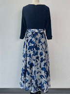 Mother of the Bride Gown a Line Floral V Neck Three Quarter Sleeves Ankle Length