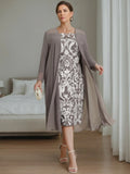 Plus Size Off The Shoulder Knee Length Mother Of The Bride Dress With Jacket