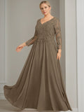 V Neck Dress With Three Quarter Sleeves Sequins Plus Size Mother Of The Bride