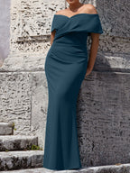 Plus Size Off Shoulder Mermaid Trumpet Sleeveless Dress For Mother Of The Bride