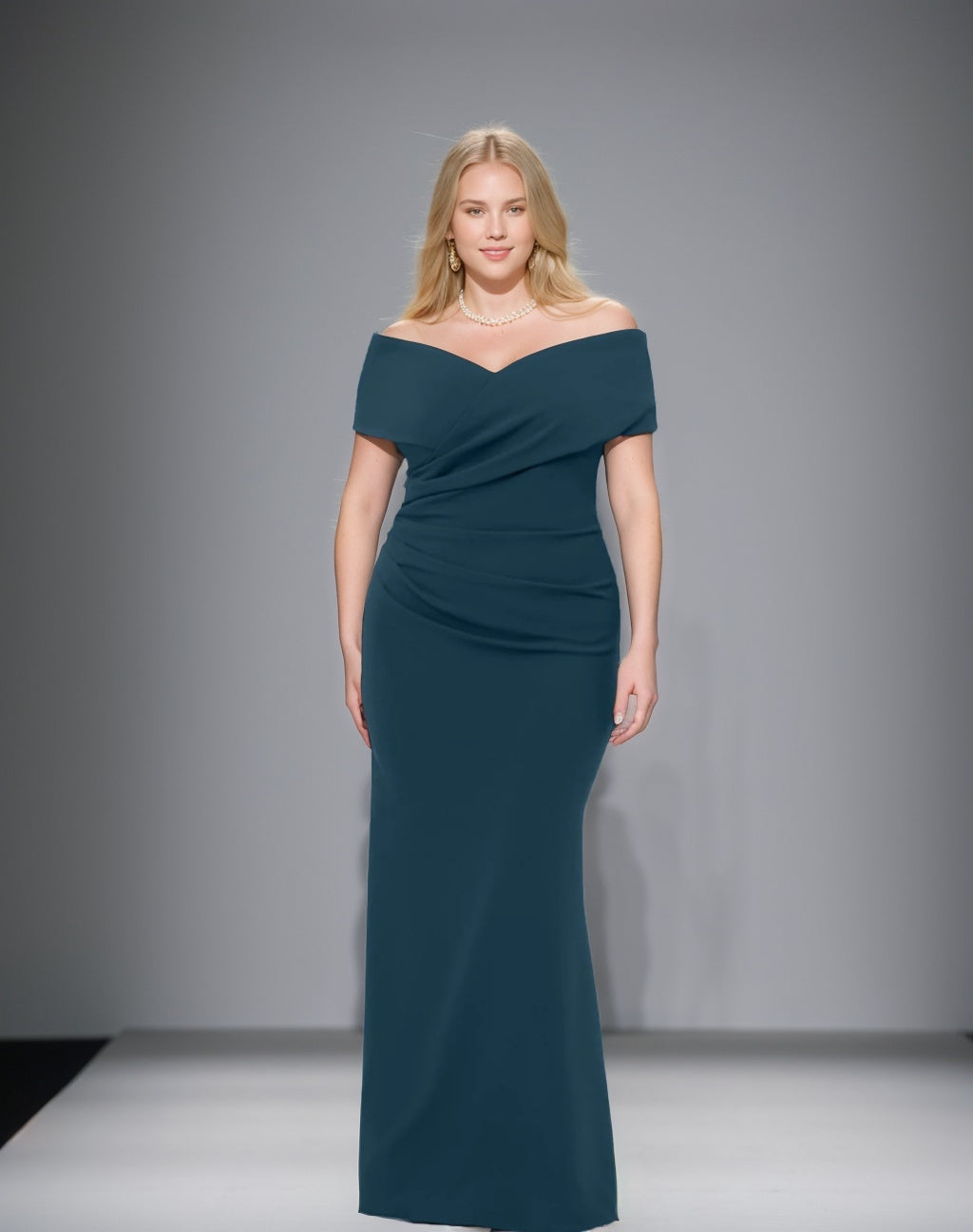 Plus Size Off Shoulder Mermaid Trumpet Sleeveless Dress For Mother Of The Bride