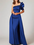 One Shoulder Sleeveless A Line Princess Gown With Bow For Mother Of The Bride