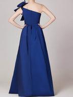 One Shoulder Sleeveless A Line Princess Gown With Bow For Mother Of The Bride