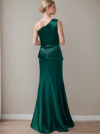 Satin Floor Length Sleeveless One Shoulder Bow Gown For Mother Of The Bride