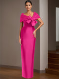 Satin Floor Length Sleeveless Mother Of The Bride Dress With Asymmetrical Bow