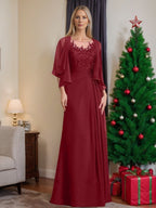 Floor Length Princess A Line Mother Of The Bride Dress With Scoop Neck Sequins