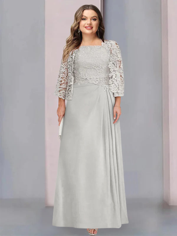 Plus Size Mother Of The Bride Dress A Line Floor Length Lace Appliques