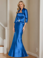 Elegant Floor Length Strapless Mermaid Gown for Mother of the Bride