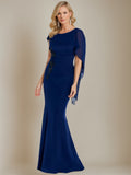 Sleeveless Floor Length Bateau Neck Mermaid Silhouette Mother Of The Bride Dress