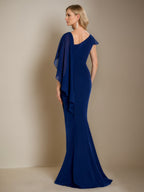 Sleeveless Floor Length Bateau Neck Mermaid Silhouette Mother Of The Bride Dress