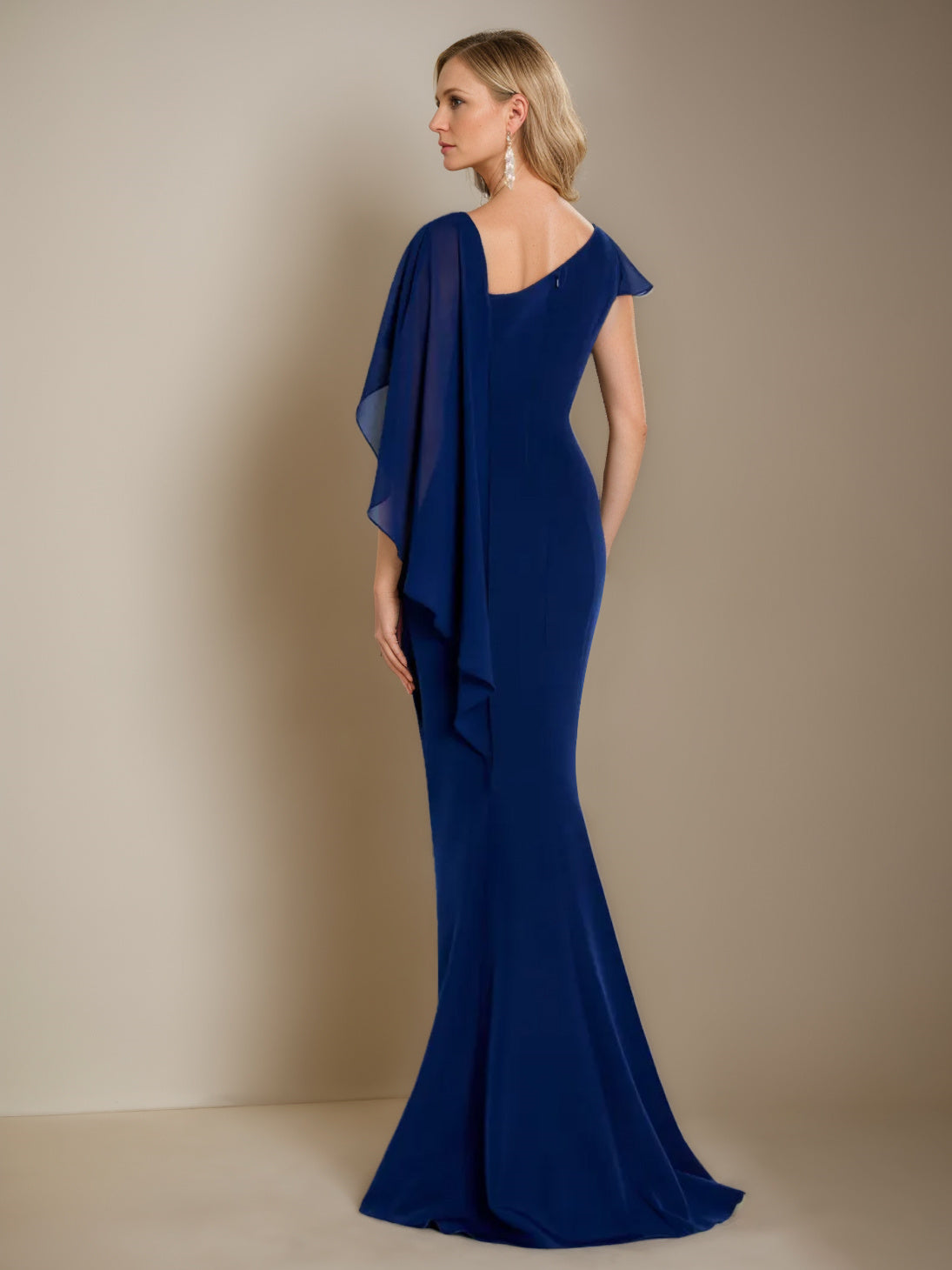 Sleeveless Floor Length Bateau Neck Mermaid Silhouette Mother Of The Bride Dress