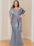Plus Size Mother of the Bride and Groom Wrap Dresses Two Piece Floor Length