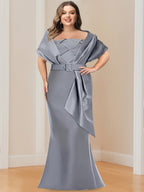 Plus Size Mother of the Bride and Groom Wrap Dresses Two Piece Floor Length